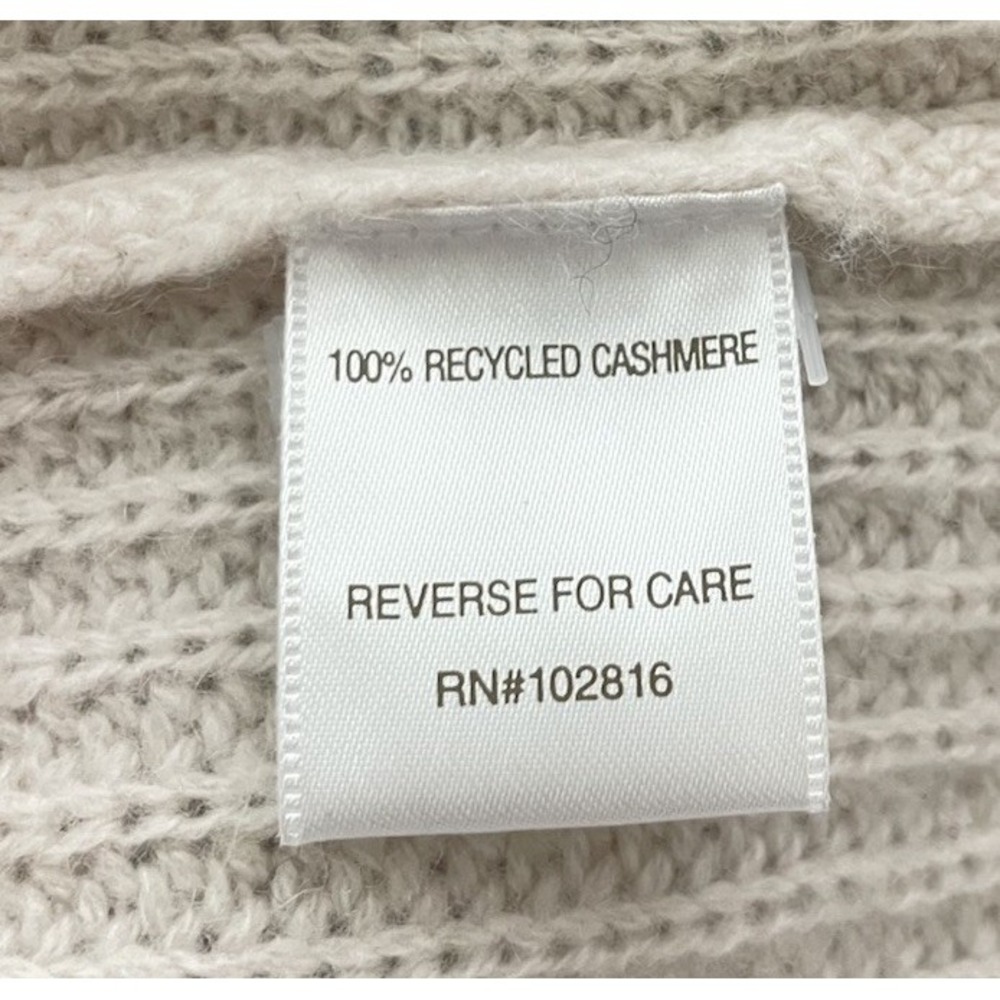 Garnet Hill 100% Recycled Cashmere Cream Button‎ Accent Turtleneck Sweater XL - Picture 4 of 4